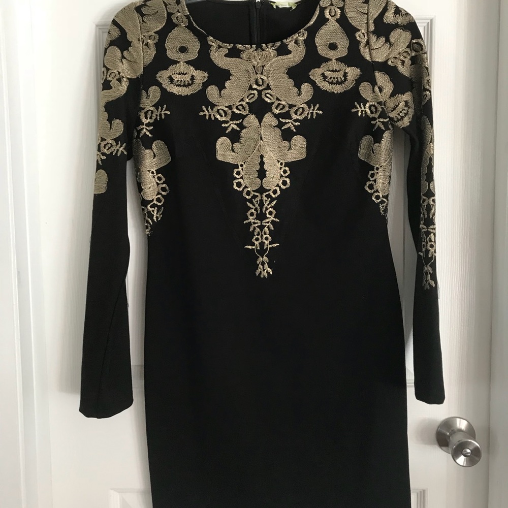 NWT Gianni Bini Black mini dress w/ gold stitching